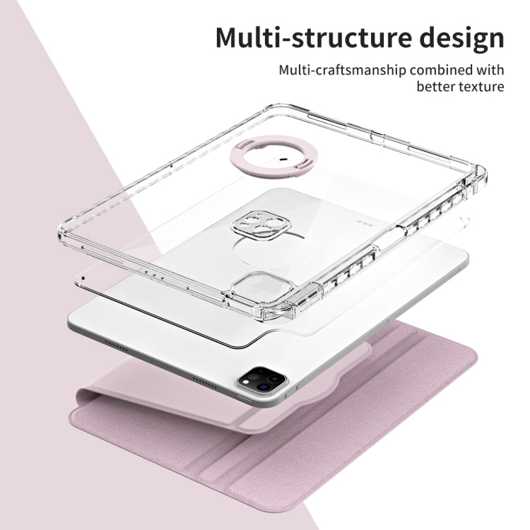 For iPad Pro 13 2025 / 2024 360 Rotation Detachable Clear Acrylic Leather Tablet Case(Pink) by buy2fix