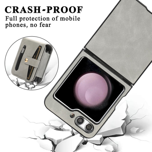 For Samsung Galaxy Z Flip5 Multifunctional Folding Phone Leather Case(Grey) - Galaxy Z Flip5 Cases by buy2fix | Online Shopping UK | buy2fix