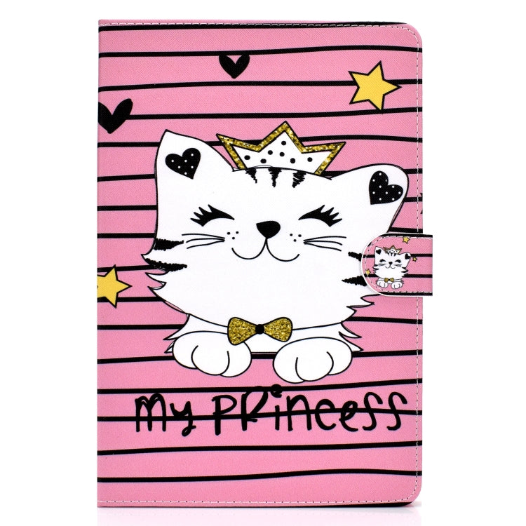 For 8 inch Universal Colored Drawing Pattern Horizontal Flip PU Leather Case with Holder & Card Slots(Crown Cat) - 8 inch by buy2fix | Online Shopping UK | buy2fix