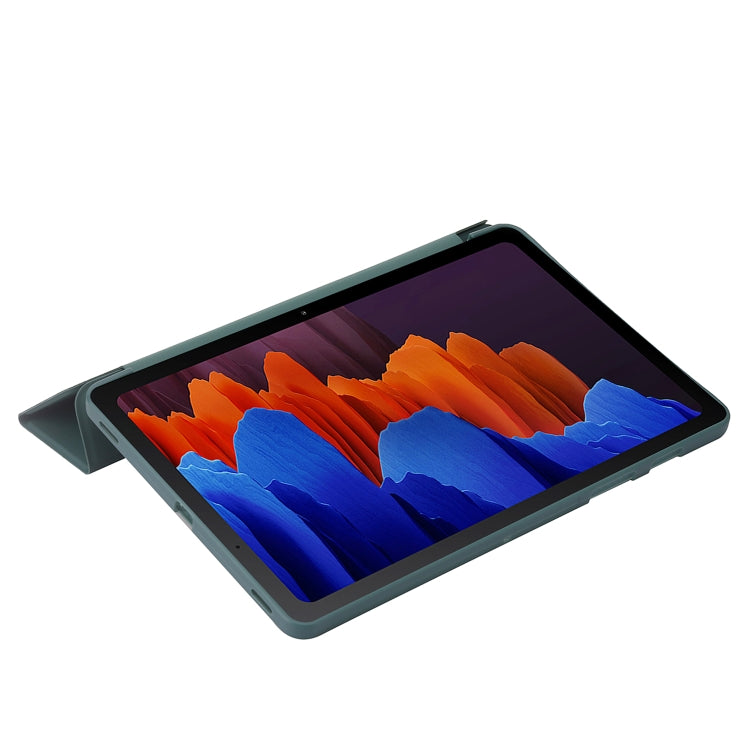 For Samsung Galaxy Tab S9+ / S10+ 3-Fold Holder Silicone Leather Tablet Case(Dark Green) by buy2fix
