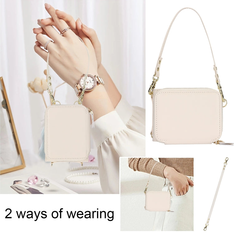 For Samsung Galaxy Z Flip6 / Flip7 FE Long and Short Lanyard Zipper Card Slot Foldable Phone Case(Beige) - Galaxy Z Flip6 5G Cases by buy2fix | Online Shopping UK | buy2fix