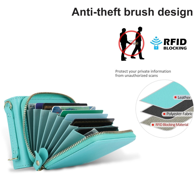 For Samsung Galaxy Z Flip6 / Flip7 FE Long and Short Lanyard Zipper Card Slot Foldable Phone Case(Mint Green) - Galaxy Z Flip6 5G Cases by buy2fix | Online Shopping UK | buy2fix