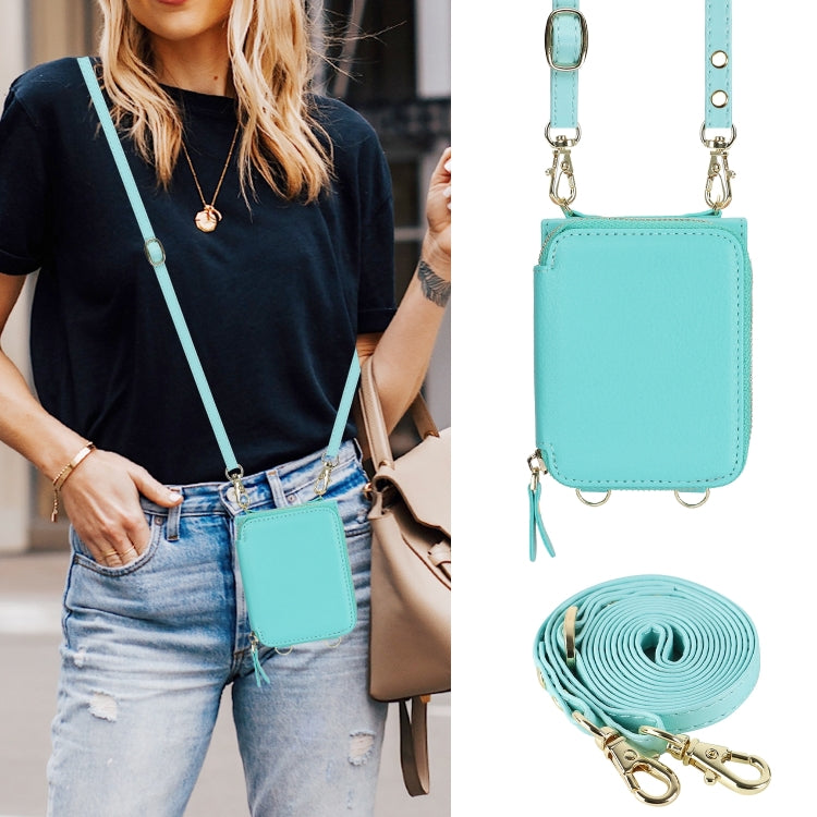 For Samsung Galaxy Z Flip6 / Flip7 FE Long and Short Lanyard Zipper Card Slot Foldable Phone Case(Mint Green) - Galaxy Z Flip6 5G Cases by buy2fix | Online Shopping UK | buy2fix