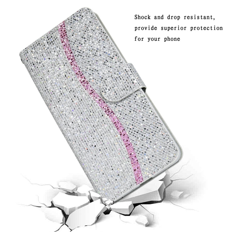 For iPhone 16 Plus Glitter Powder Filp Leather Phone Case(Silver) by buy2fix