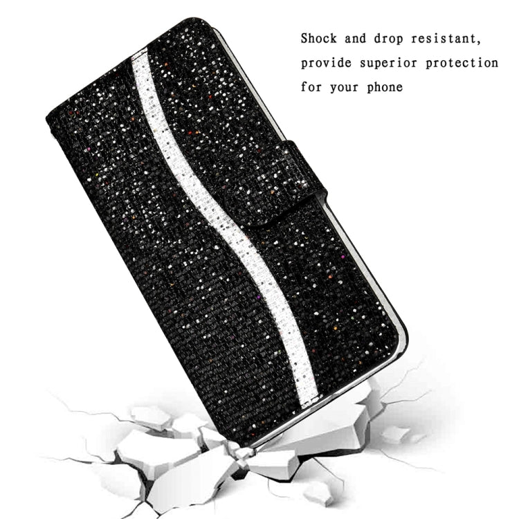 For iPhone 16 Glitter Powder Filp Leather Phone Case(Black) by buy2fix