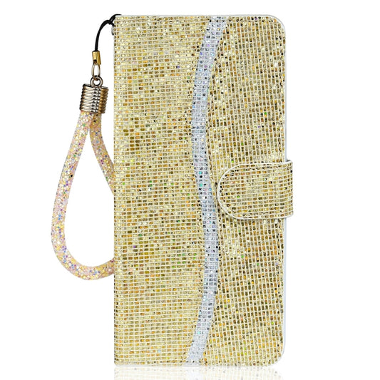 For iPhone 16 Glitter Powder Filp Leather Phone Case(Gold) by buy2fix