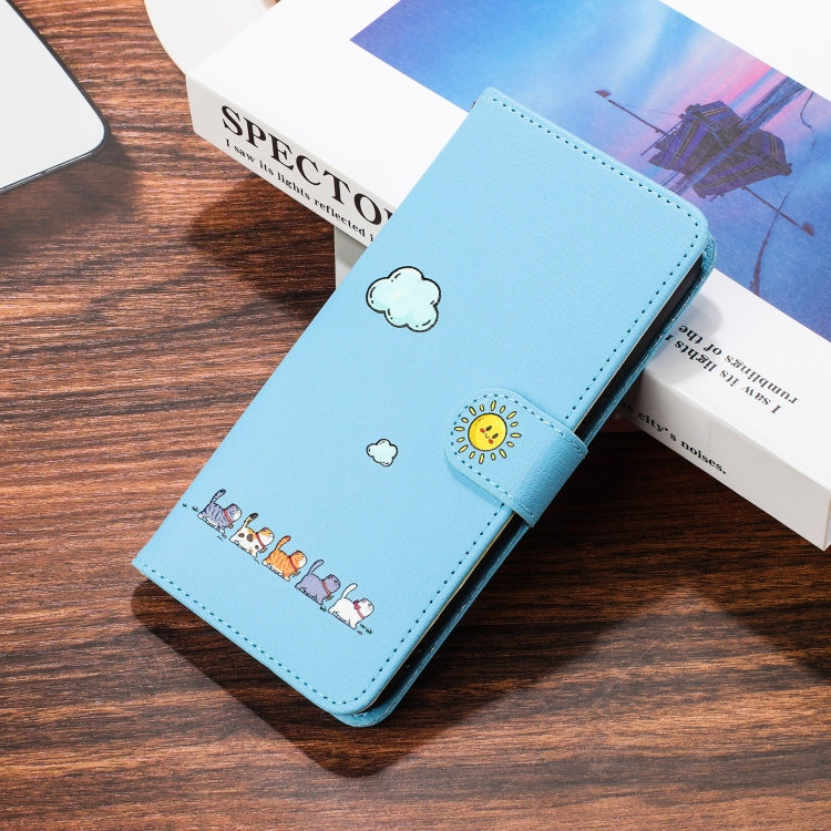 For Xiaomi Redmi Note 12 Pro 5G Global Cartoon Cats Leather Phone Case(Blue) by buy2fix