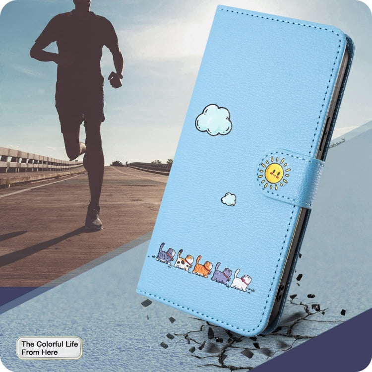 For Xiaomi Redmi Note 13 4G Cartoon Cats Leather Phone Case(Blue) by buy2fix