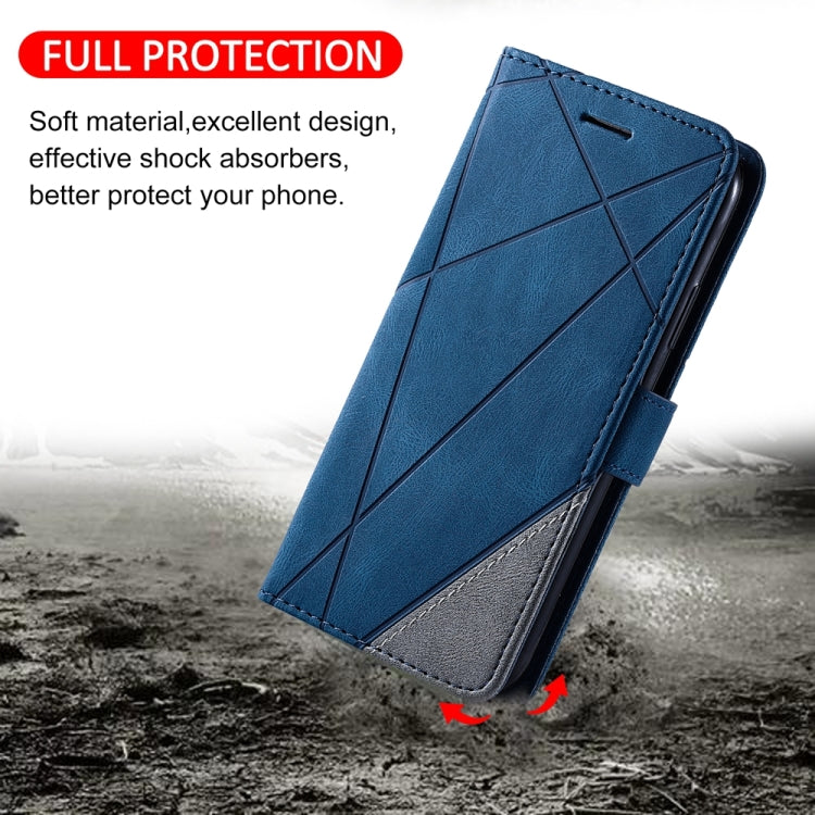 For iPhone 16 Pro Skin Feel Splicing Leather Phone Case(Blue) by buy2fix