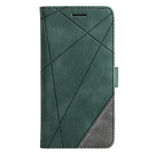 For iPhone 16 Plus Skin Feel Splicing Leather Phone Case(Green) by buy2fix