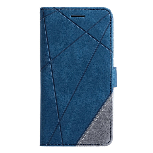 For iPhone 16 Skin Feel Splicing Leather Phone Case(Blue) by buy2fix