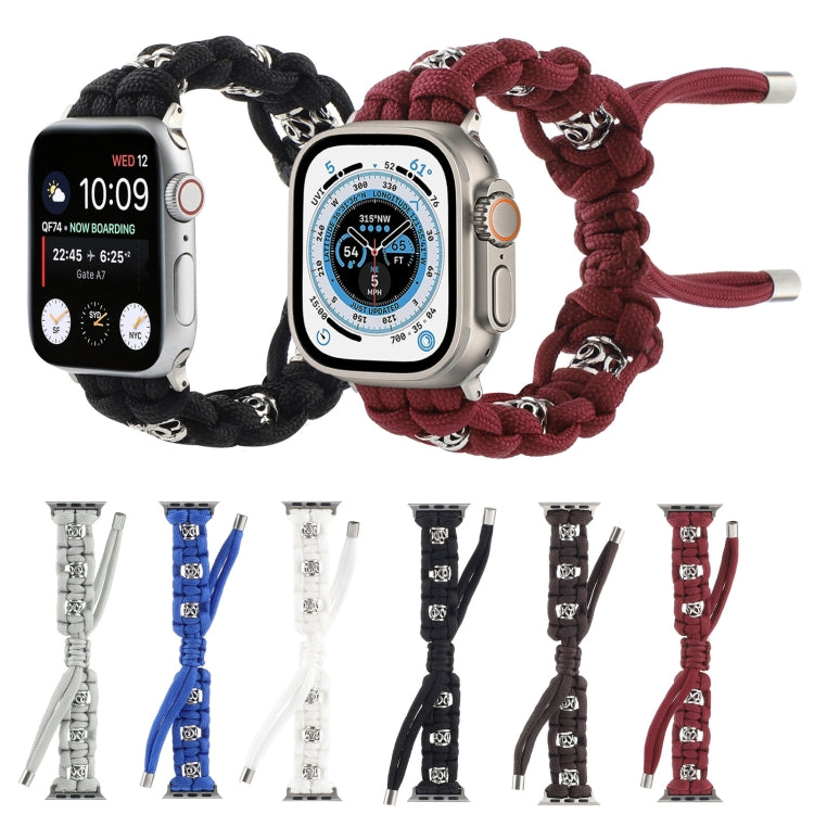 For Apple Watch Ultra 2 49mm Silk Silver Beads Braided Watch Band(Blue) by buy2fix