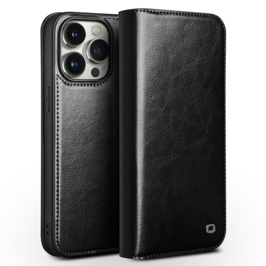 For iPhone 15 Pro Max QIALINO Classic Genuine Leather Phone Case(Black) - iPhone 15 Pro Max Cases by QIALINO | Online Shopping UK | buy2fix