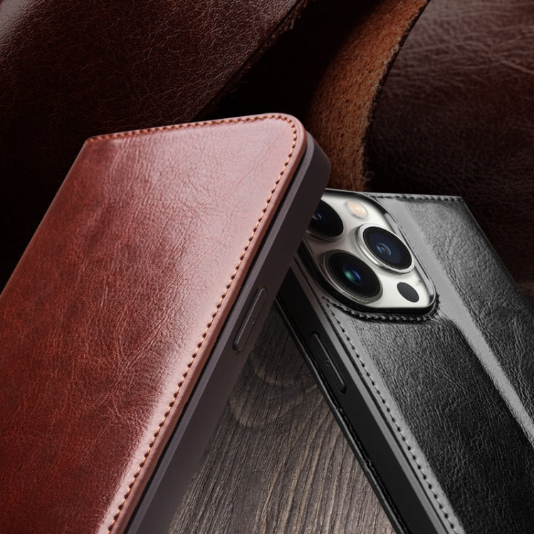 For iPhone 16 QIALINO Classic Genuine Leather Phone Case(Brown) by QIALINO