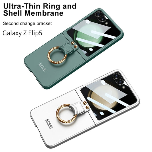 For Samsung Galaxy Z Flip5 GKK Integrated Ultra-thin PC Ring Holder Phone Case(Green) by GKK