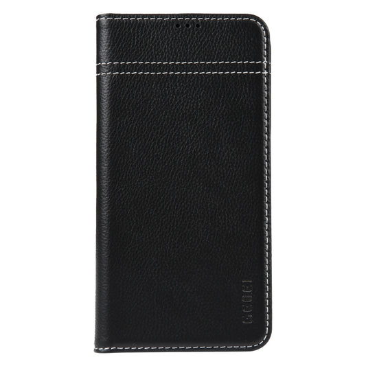 For iPhone 15 Pro GEBEI Top-grain Horizontal Flip Leather Phone Case(Black) - iPhone 15 Pro Cases by GEBEI | Online Shopping UK | buy2fix