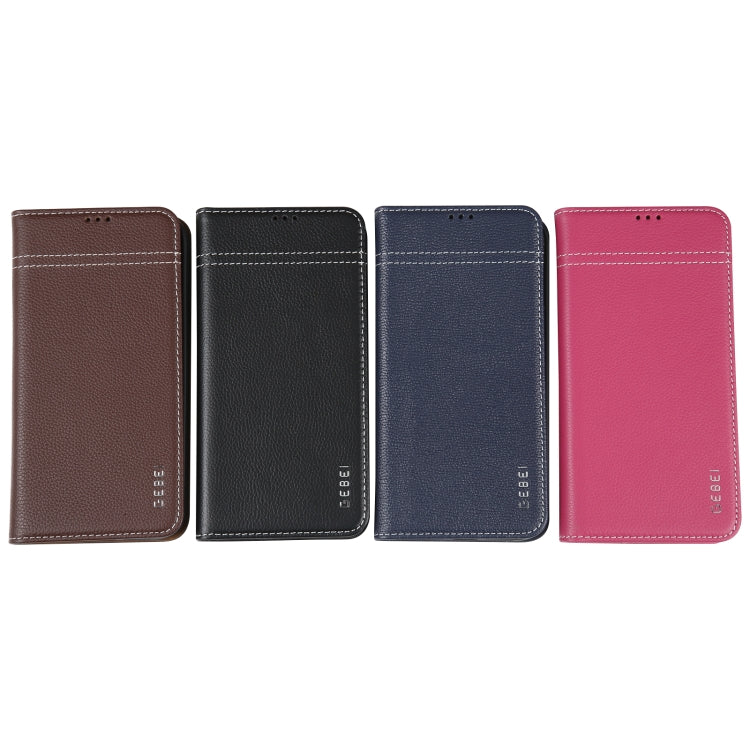 For iPhone 16 GEBEI Top-grain Horizontal Flip Leather Phone Case(Brown) by GEBEI