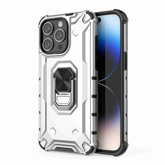 For iPhone 14 Pro Ice Armor Series Ring Holder Phone Case(Silver) by buy2fix
