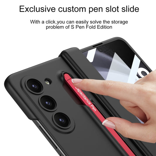 For Samsung Galaxy Z Fold5 5G GKK Integrated Fold Hinge Phone Case with Pen Slots, No Include Pen(Black+Red) by GKK