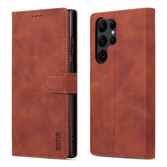 For Samsung Galaxy S24 Ultra 5G AZNS Skin Feel Calf Texture Flip Leather Phone Case(Brown) by AZNS
