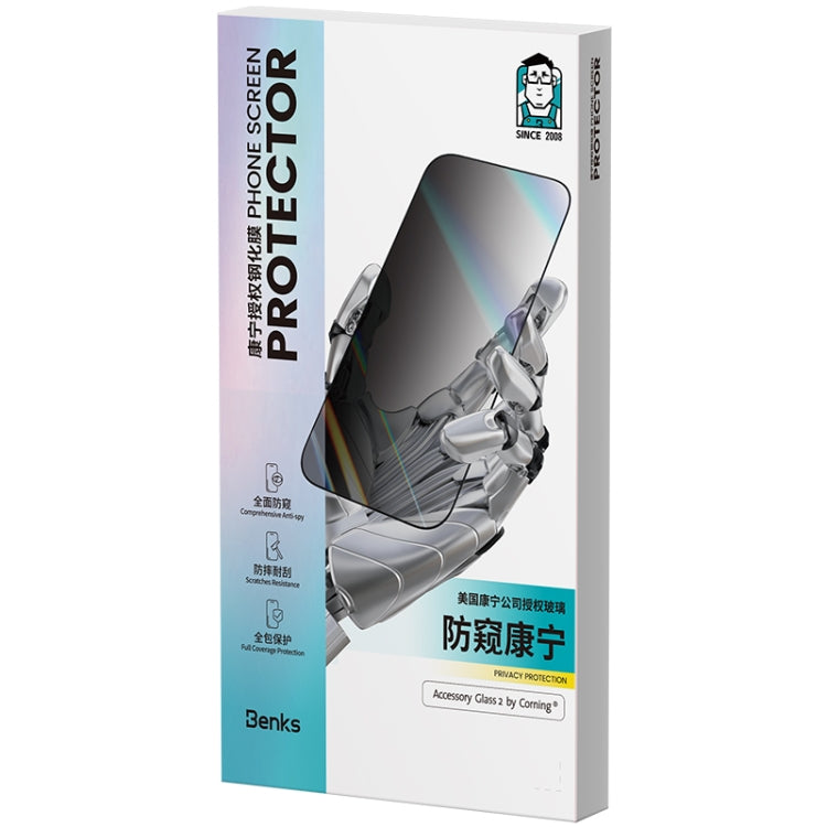 For iPhone 15 Pro Max Benks King Kong Corning Anti-peeping Tempered Glass Film by Benks