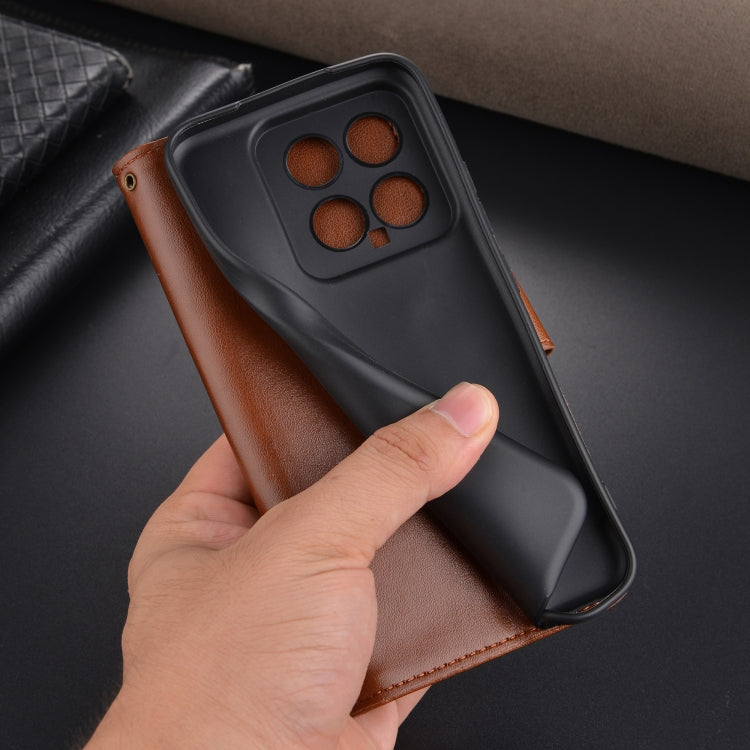 For Xiaomi 14 AZNS Sheepskin Texture Flip Leather Phone Case(Brown) by AZNS
