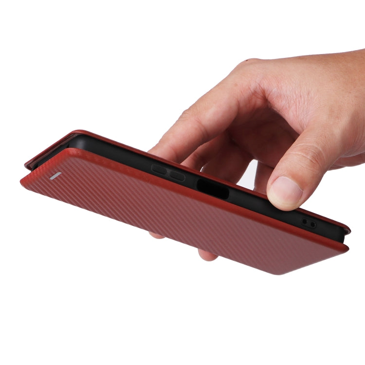 For Sony Xperia 10 VI 2024 Carbon Fiber Texture Flip Leather Phone Case(Brown) by buy2fix