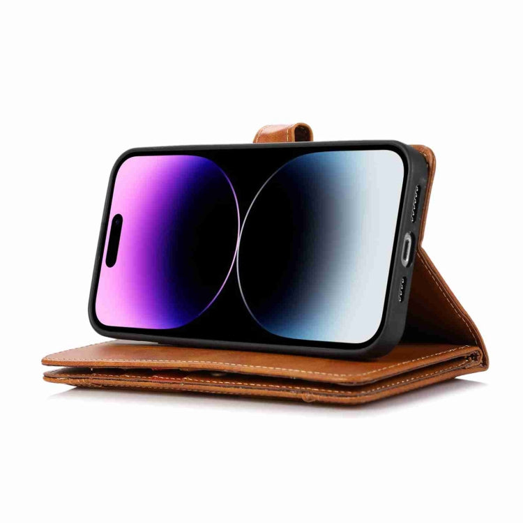 For iPhone 13 Wristband Card Slot Leather Phone Case(Brown) - iPhone 13 Cases by buy2fix | Online Shopping UK | buy2fix
