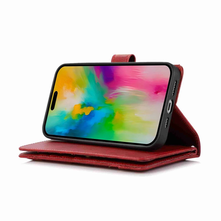 For iPhone 16 Pro Max Wristband Card Slot Leather Phone Case(Red) by buy2fix