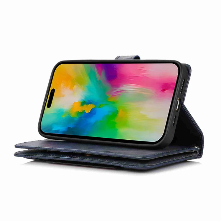 For iPhone 16 Pro Max Wristband Card Slot Leather Phone Case(Blue) by buy2fix