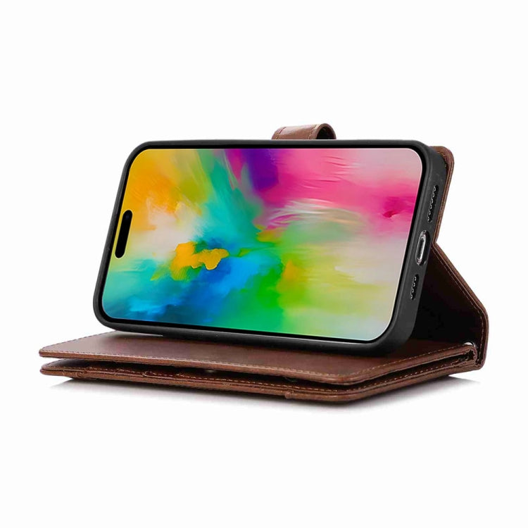 For iPhone 16 Pro Max Wristband Card Slot Leather Phone Case(Coffee) by buy2fix