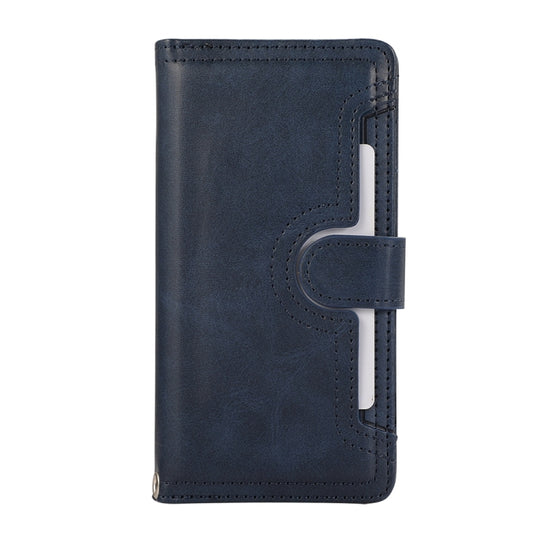 For iPhone 16 Wristband Card Slot Leather Phone Case(Blue) by buy2fix