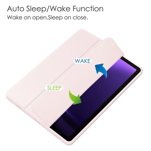 For Samsung Galaxy Tab S9 FE / S10 FE Acrylic 3-folding Smart Leather Tablet Case with Pen Slot(Pink) by buy2fix