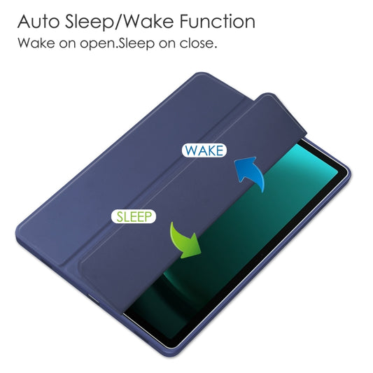 For Samsung Galaxy Tab S9 FE+ / S10+ Acrylic 3-folding Smart Leather Tablet Case with Pen Slot(Dark Blue) by buy2fix