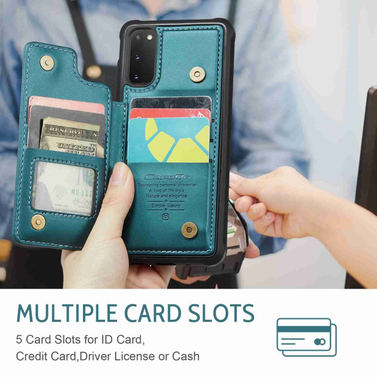 For Samsung Galaxy S20 FE CaseMe C22 Card Slots Holder RFID Anti-theft Phone Case(Blue Green) by CaseMe