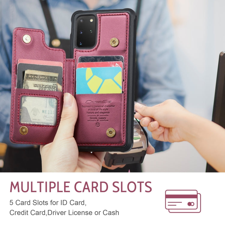 For Samsung Galaxy S20+ CaseMe C22 Card Slots Holder RFID Anti-theft Phone Case(Wine Red) by CaseMe