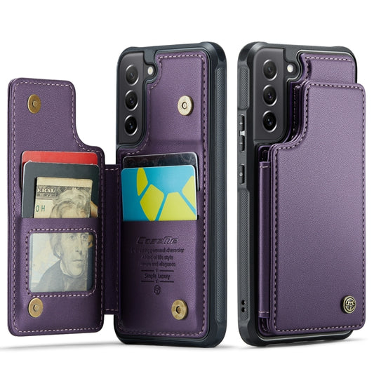 For Samsung Galaxy S21 FE 5G CaseMe C22 Card Slots Holder RFID Anti-theft Phone Case(Purple) by CaseMe