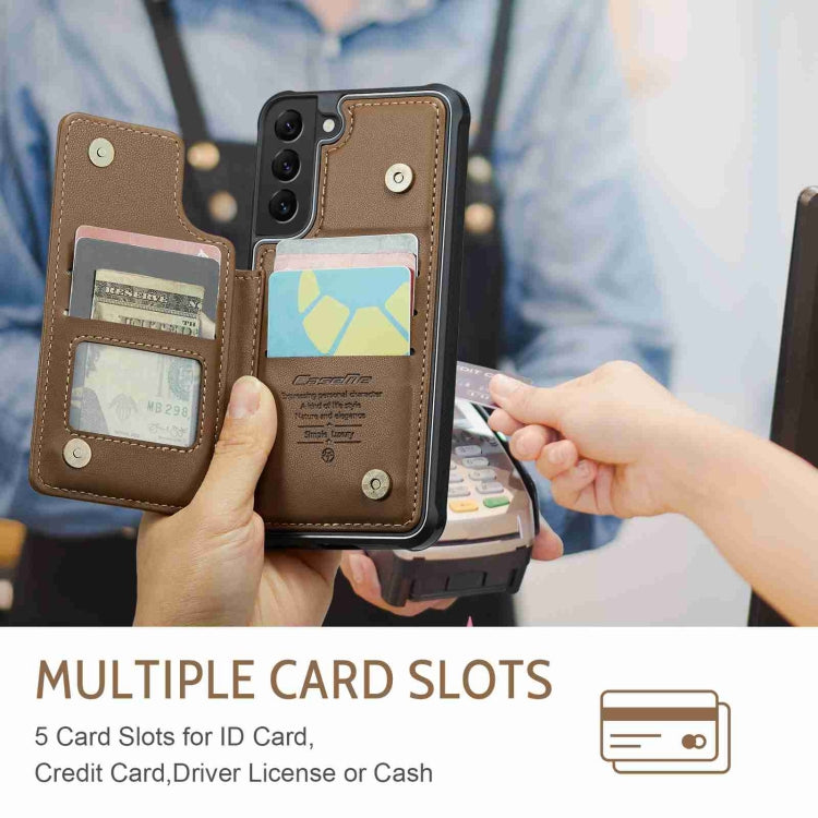 For Samsung Galaxy S22+ 5G CaseMe C22 Card Slots Holder RFID Anti-theft Phone Case(Brown) by CaseMe
