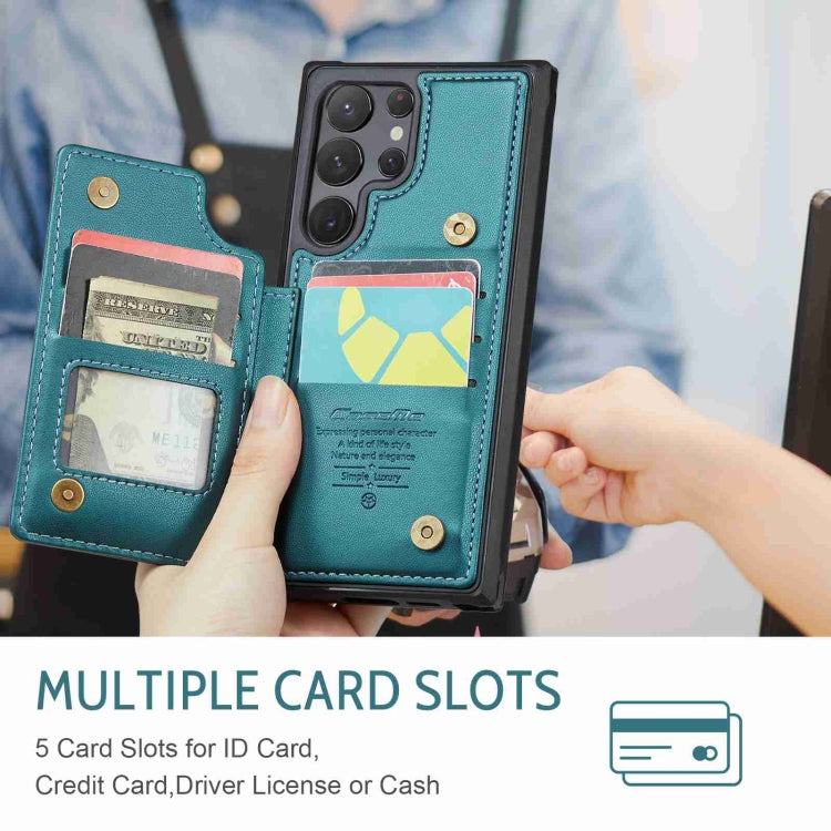 For Samsung Galaxy S22 Ultra 5G CaseMe C22 Card Slots Holder RFID Anti-theft Phone Case(Blue Green) by CaseMe