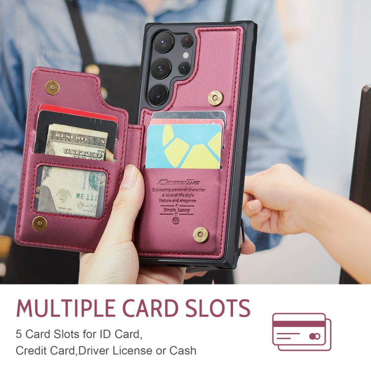 For Samsung Galaxy S23 Ultra 5G CaseMe C22 Card Slots Holder RFID Anti-theft Phone Case(Wine Red) by CaseMe