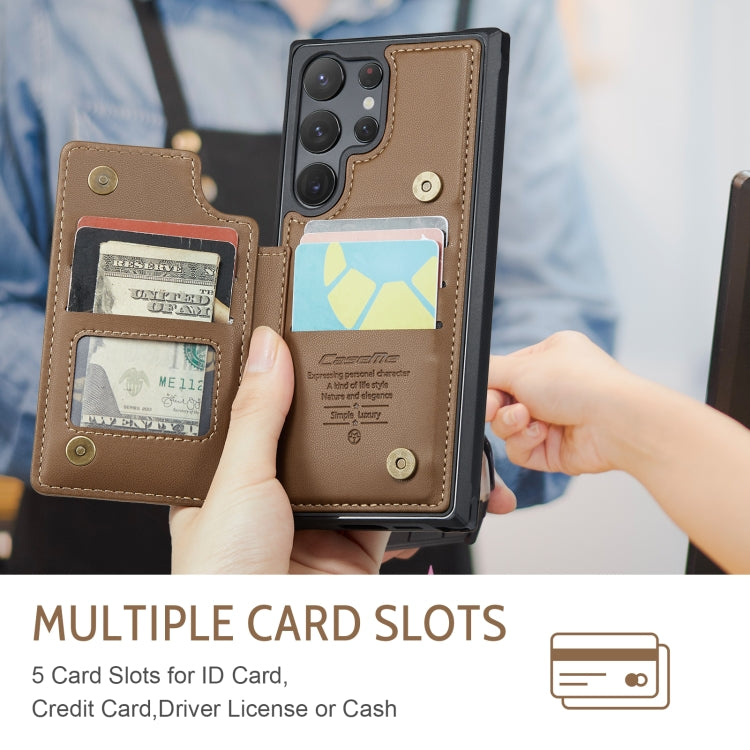 For Samsung Galaxy S23 Ultra 5G CaseMe C22 Card Slots Holder RFID Anti-theft Phone Case(Brown) by CaseMe