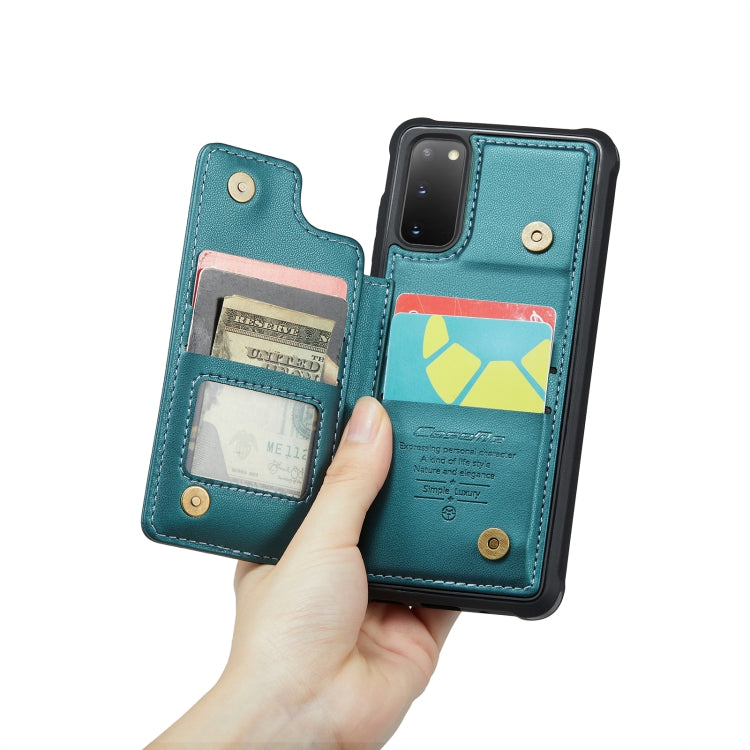 For Samsung Galaxy S20 CaseMe C22 Card Slots Holder RFID Anti-theft Phone Case(Blue Green) by CaseMe
