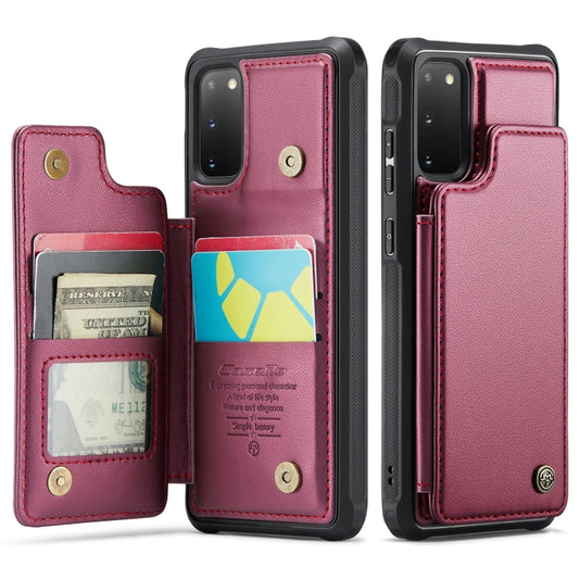 For Samsung Galaxy S20 CaseMe C22 Card Slots Holder RFID Anti-theft Phone Case(Wine Red) by CaseMe