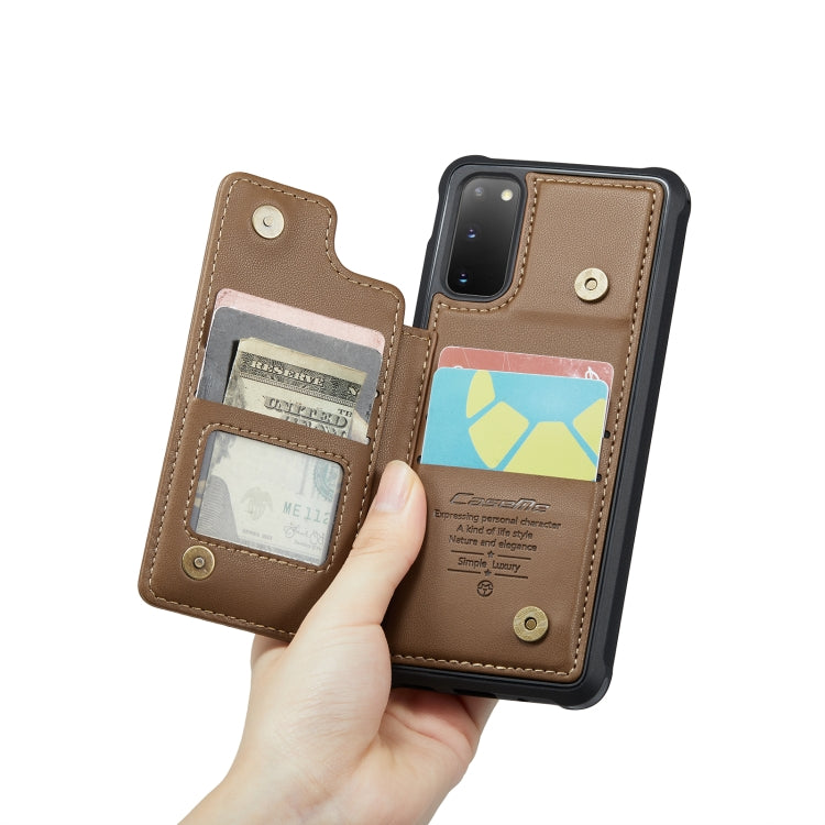 For Samsung Galaxy S20 CaseMe C22 Card Slots Holder RFID Anti-theft Phone Case(Brown) by CaseMe