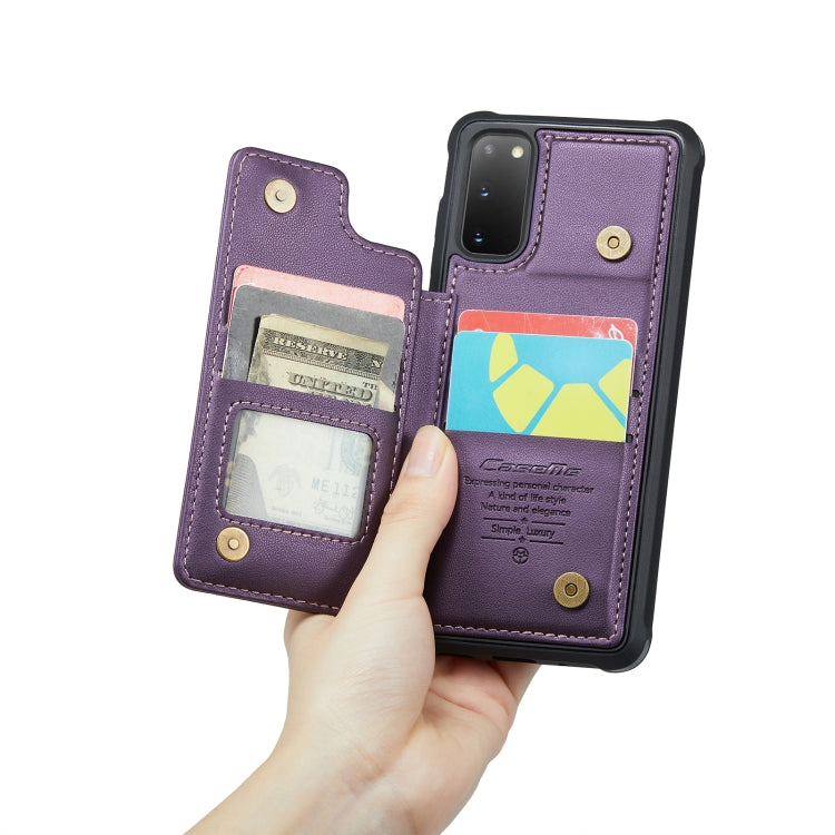 For Samsung Galaxy S20 CaseMe C22 Card Slots Holder RFID Anti-theft Phone Case(Purple) by CaseMe