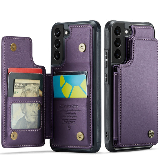 For Samsung Galaxy S21 5G CaseMe C22 Card Slots Holder RFID Anti-theft Phone Case(Purple) by CaseMe