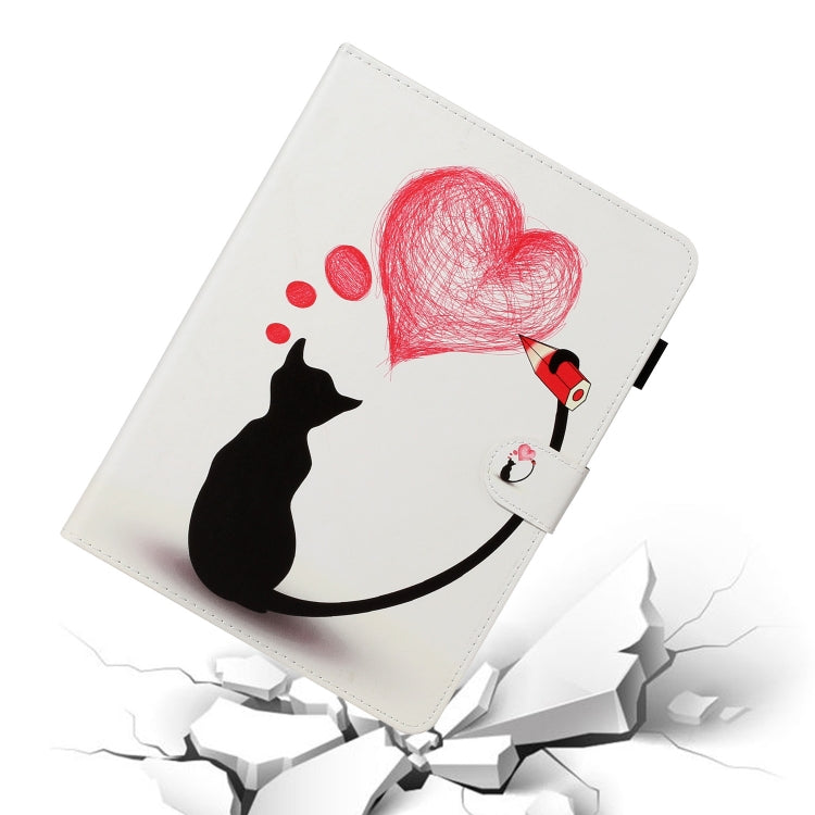 For iPad Pro 11 (2020) Colored Drawing Pattern Horizontal Flip PU Leather Tablet Case with Holder & Card Slot & Sleep / Wake-up Function(Loving Cat) - iPad Pro 11 (2020) Cases by buy2fix | Online Shopping UK | buy2fix