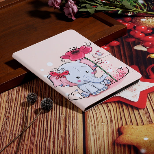 For iPad Pro 11 (2020) Colored Drawing Pattern Horizontal Flip PU Leather Tablet Case with Holder & Card Slot & Sleep / Wake-up Function(Elephant Flowers) - iPad Pro 11 (2020) Cases by buy2fix | Online Shopping UK | buy2fix