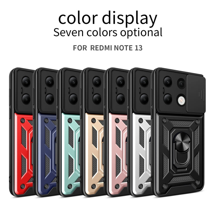 For Xiaomi Redmi Note 13 4G Global Sliding Camera Cover Design TPU Hybrid PC Phone Case(Mint Green) - Xiaomi Cases by buy2fix | Online Shopping UK | buy2fix