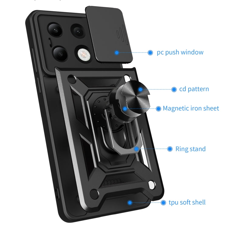 For Xiaomi Redmi Note 13 4G Global Sliding Camera Cover Design TPU Hybrid PC Phone Case(Mint Green) - Xiaomi Cases by buy2fix | Online Shopping UK | buy2fix